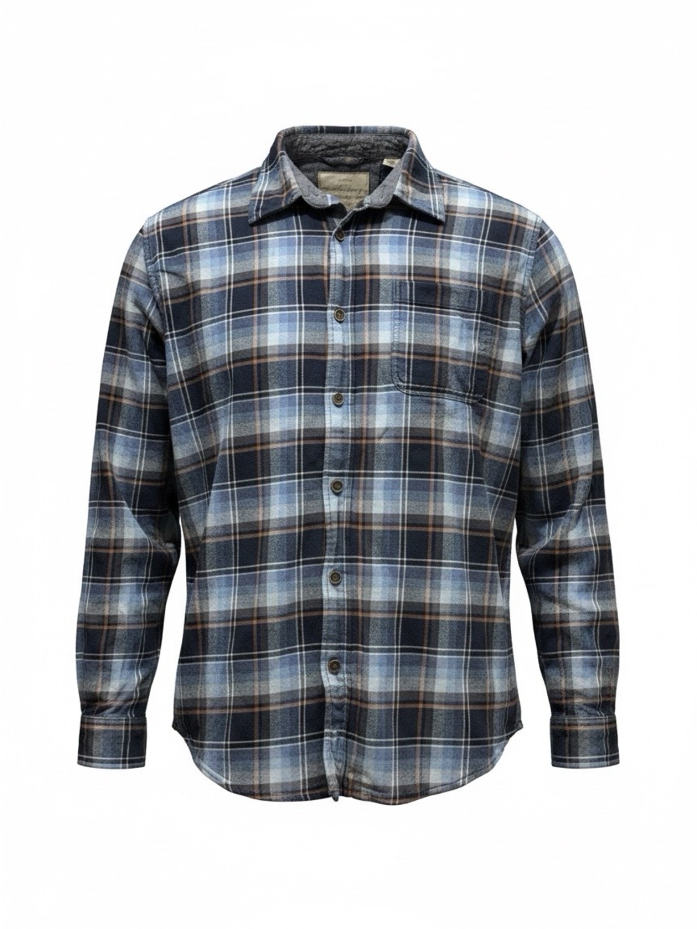 Weatherproof Men's Navy and Light Blue Plaid Button-Down Shirt‎